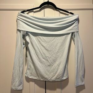 Aritzia Off-Shoulder Long Sleeve Top - Light Blue
